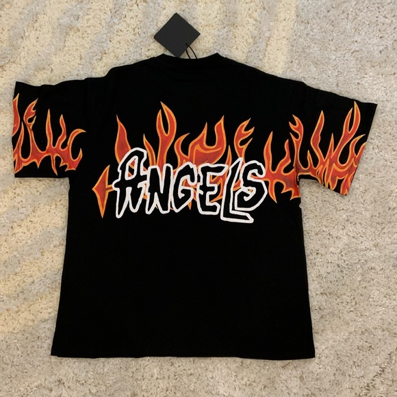 Palm Angels Flames Back Logo Black T-Shirt Mens Size Large - Picture 2 of 2